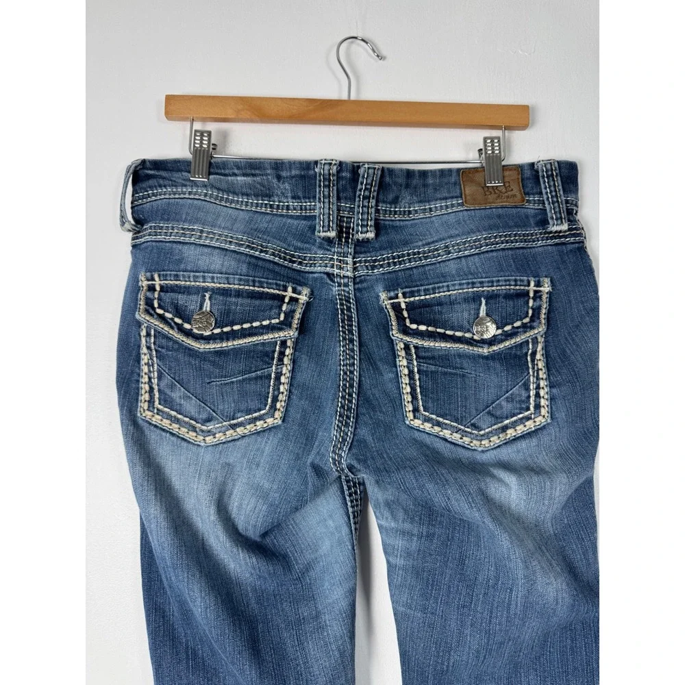 Western BKE Culture Womens 31L Bootcut Jeans Blue Thick‎ Stitch Flap Pocket